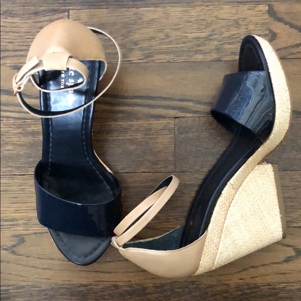 Kate Spade Patent Navy Wedge Heel